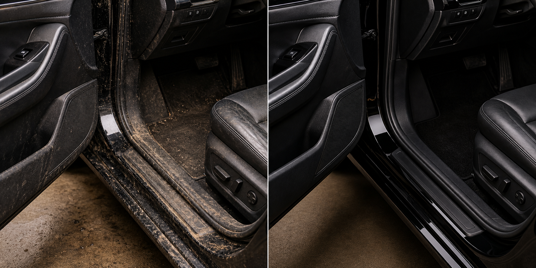 Example before and after interior detailing comparison